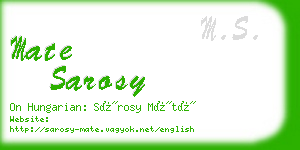 mate sarosy business card